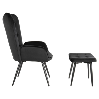 Kolltuk me stol këmbësh Crawley 70x57x103Hcm (HM8918.04), zezë