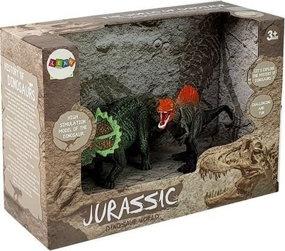 Set figura dinosauri LeanToys, 2 copë, Spinosaurus edhe Triceratops, me ngjyra nga gjitha