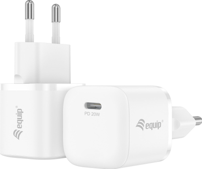 Полнач за ѕид Equip 1-порт, USB-C PD, 20W, бел