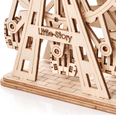 Puzzle druri 3D Little Story Rrota Panoramike, model zbukurimi, ngjyrë druri natyrale