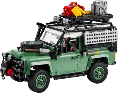 Set LEGO Icons Land Rover Classic Defender 90 10317, makinë model për koleksion, 2336 copë, sand green
