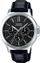 Orë dore Casio LTP-V300L-1A, për femra, lëkurë, e zezë