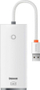 Adapter USB Baseus WKQX030002, USB 3.0 me 4 porta, kabllo 25 cm, i bardhë