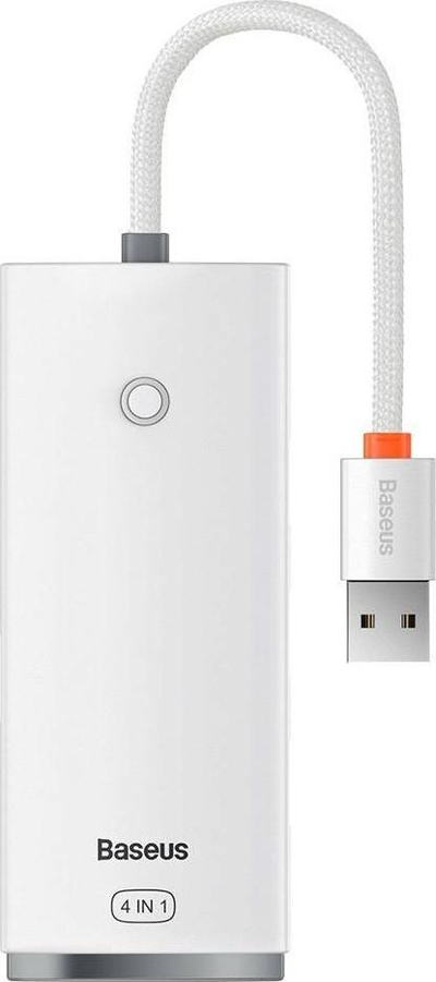 Adapter USB Baseus WKQX030002, USB 3.0 me 4 porta, kabllo 25 cm, i bardhë