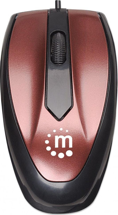 Оптички глушец Manhattan Mo1, 1000dpi, USB, бордо боја