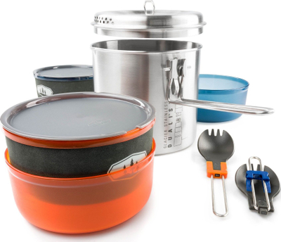 Set gatimi për kamp GSI Outdoors Glacier Stainless Dualist, 1.8L, çelik inox, ngjyrë argjendi
