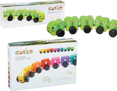 Lodër druri Cubika Wise Elk Rainbow Caterpillar, larvë me shumë ngjyra, për kalamaj