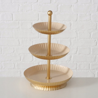 Stendë servirëse Clio, metal i artë, 3 nivele, 26 x 40.5 cm
