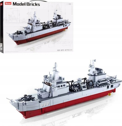 Lodër me kuba ndërtimi Sluban Model Bricks Supply Ship M38 B0701, 497 copa, shkallë 1:450, gri