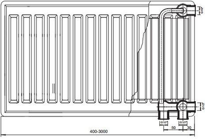 Radiator Stelrad Accord VK Typ 20, 600 x 1000 mm, 832 W, i bardhë