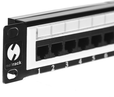 Панел пач NetRack 19\", 24 порти, Cat.6 UTP, црн