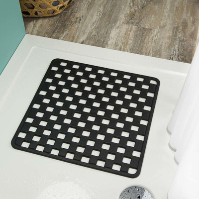 Tapet dushi antirrëshqitës Sealskin Doby, PVC, katror, i zi