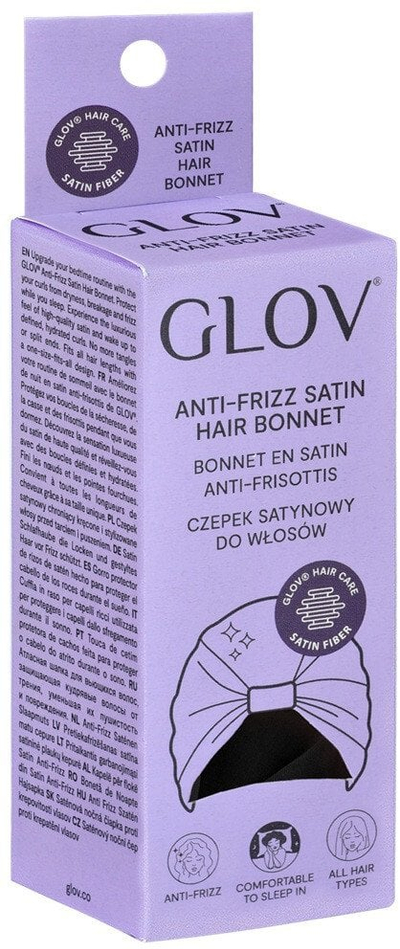 Капа за спиење GLOV Anti Frizz Satin Sleep Cap, сатенски турбан, универзална големина, црна
