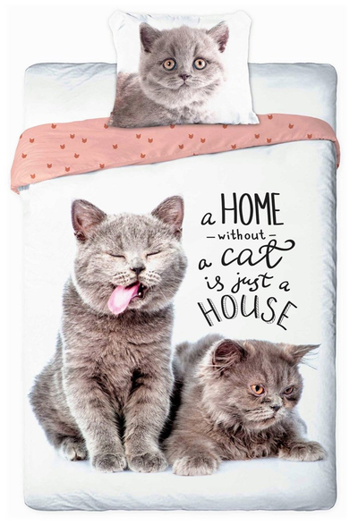 Set shtrati për fëmijë Cat, pambuk 100%, 140x200 cm, shumëngjyrësh