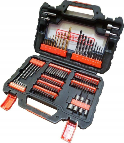 Set shpimi edhe vidhosje Black+Decker A7230-XJ, 104 pjesë, me kuti, i zi