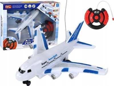 Aeroplan lodër me telekomandë Leantoys Aerobus, me drita edhe tinguj, i bardhë