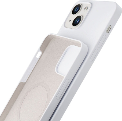 Mbrojtëse silikoni 3MK MagCase për iPhone 15 Plus, MagSafe, silver white