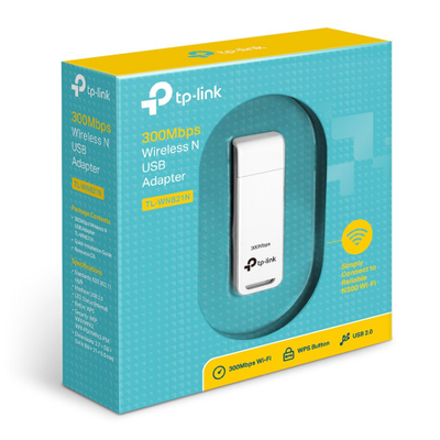 Адаптер Ви-Фи TP-Link TL-WN821N, N300, 2.4GHz, USB, бел