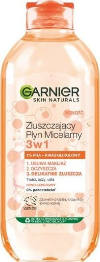 Ujë micelar eksfoliues Garnier Skin Naturals 3n1, 400 ml, për fytyrë