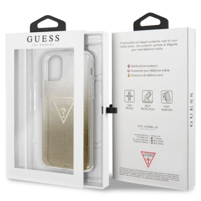 Këllëf telefoni Guess GUHCN65SGTLGO, hard cover, për iPhone 11 Pro Max, ngjyrë e artë me shkëlqim