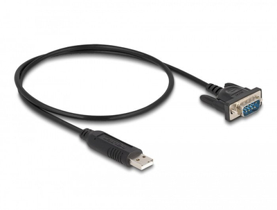 Adapter USB 2.0 në RS232 Delock, 0.5m, chipset FTDI, i zi