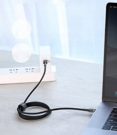 Kabllo karikimi Feegar Evolution USB C në USB C, 100W PD, 1m, e zezë