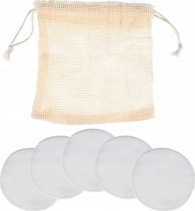 Diskë pastrimi fytyre Ecarla Ak01, bambu, set 6 copë, e bardhë