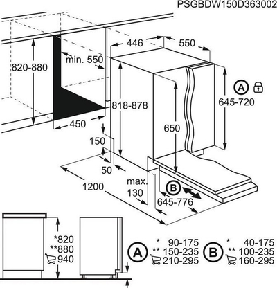 Enëlarëse e integrume AEG Mastery FSE73507P, 45cm, 10 sete, inoks