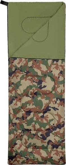 Thes gjumi kampingu NILS CAMP Camo, formë batanije, +5°C ekstreme, kamuflazh