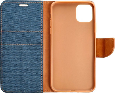 Këllëf telefoni Canvas Jeans Book Case për Samsung Galaxy S23 Ultra, me xhepa kartash, bëhet mbajtëse, blu xhins