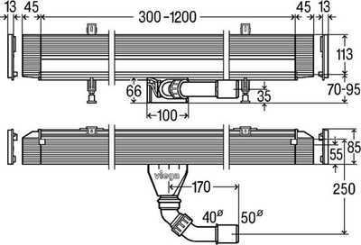 Kanal linear muri Viega Advantix Vario, 120cm, pa grilë, inox