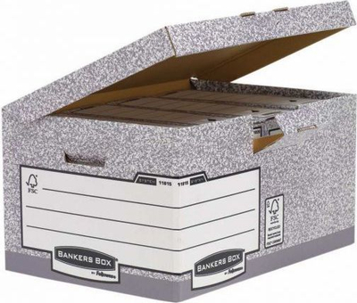 Fellowes Bankers Box Кутија за Складирање Документи, Сива, Пакет од 10
