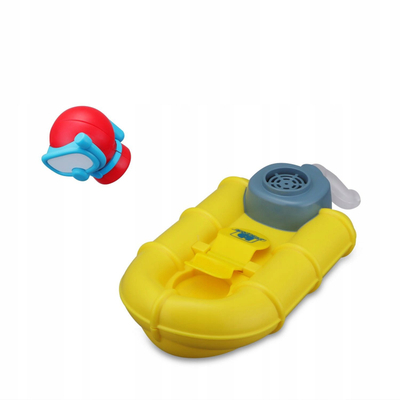 Lodër varke për vaskë Bburago BB Junior Splash N Play Rescue Raft, me drita, efekt flluskash, e verdhë