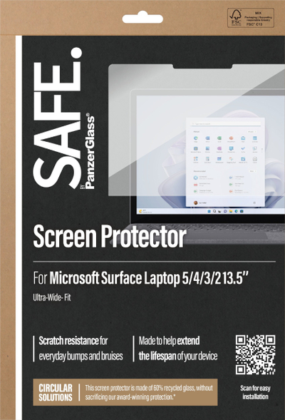 Xham mbrojtës ekrani PanzerGlass SAFE, Ultra-Wide Fit, për Microsoft Surface Laptop 13.5", transparent