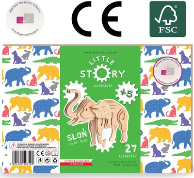 Puzzle druri 3D Little Story Elephant, model për ndërtim, për kalamaj