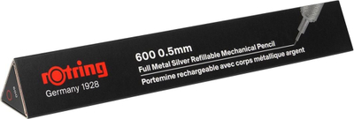 Механичка пенкало Rotring 600, 0.5mm, металик сребрена