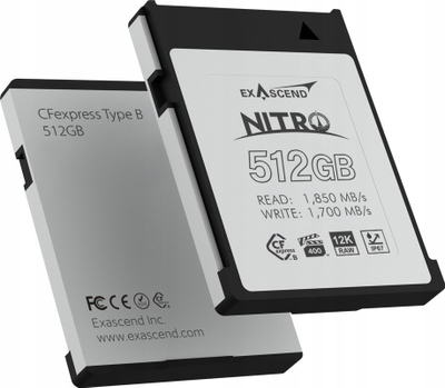 Kartë memorie Exascend Nitro CFexpress Type B, 512GB, 1850MB/s, gri