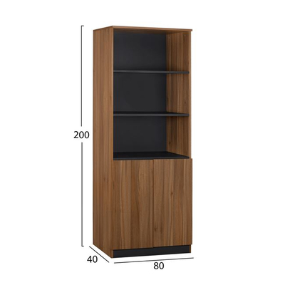 Raft librash zyre Supreme HM2354, 80x40x200 cm, melaminë lisi honey, gri