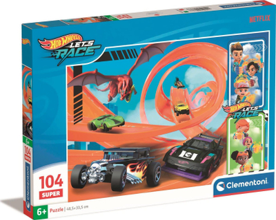 Puzzle Clementoni Super Color Hot Wheels, 104 pjesë, shumëngjyrësh