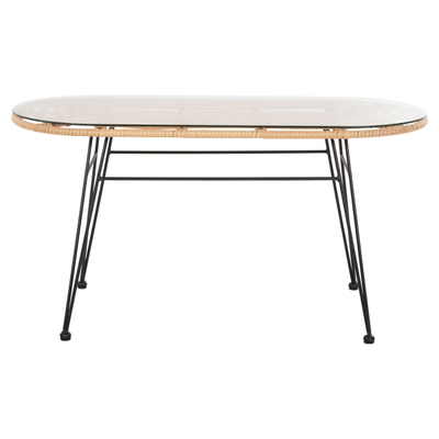 Tavolinë për kafe ovale për ambient të jashtëm Allegra 100×45×51,5 cm (HM5695.11), bezhë/ zezë