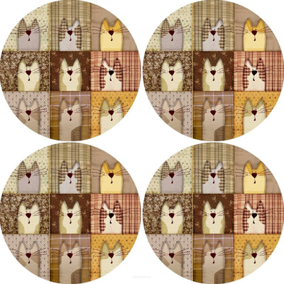 Set naperonash Bertoni Round Table Mat Set, 4 copë, 33 cm, Pexeso bezhë
