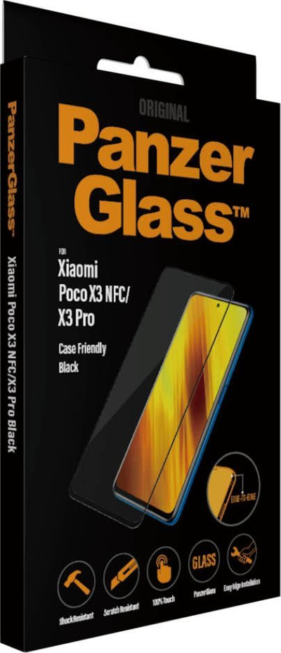 Xham mbrojtës PanzerGlass E2E Regular për Xiaomi Poco X3 NFC X3 Pro, i pajtueshëm me maska, transparent, i zi
