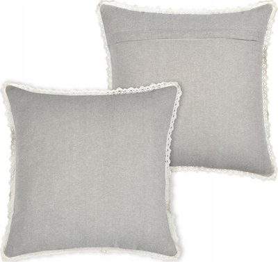 Jastëk dekorativ STOF CLARINE Pillow, 40x40 cm, me dantellë, bezhë e çelët