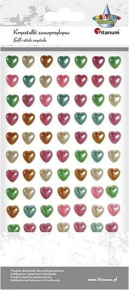 Stickerë kristal vetëngjitës Titanum Colorful Hearts, 77 copë, zemra shumëngjyrëshe