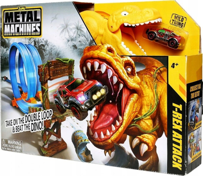 Pistë garash Zuru Metal Machines T-Rex Attack, me makinë metalike, për kalamaj 4+