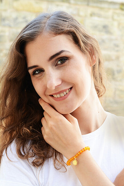 Byzylyk Troli Beaded, guri citrine natyral, varëse dielli, i verdhë