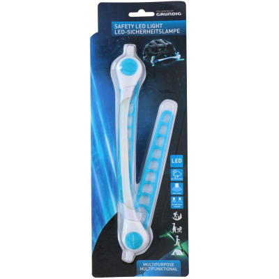 Dritë sigurie LED Grundig Safety LED Light, që s’e kap uji, me rripa gome fleksibël, blu me të bardhë