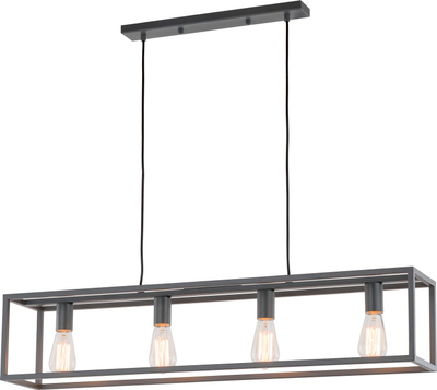 Llambadar varese Netlighting retro industrial, 4 llampa E27, gri