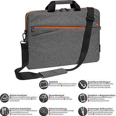 Çantë për laptop PEDEA Fashionable, deri 17.3", me rrip krahut, gri me portokalli