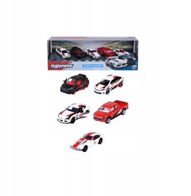 Set makina lodër Majorette Toyota Racing, 5 copë, metal die cast, shumëngjyrëshe